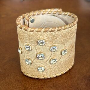 Leather Rose Cuff Bracelet